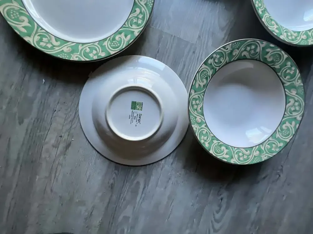 Sango Pavillion 4856 Green Scroll Dinnerware Set